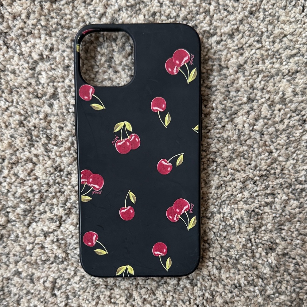 Cherry Pattern Black iPhone Case